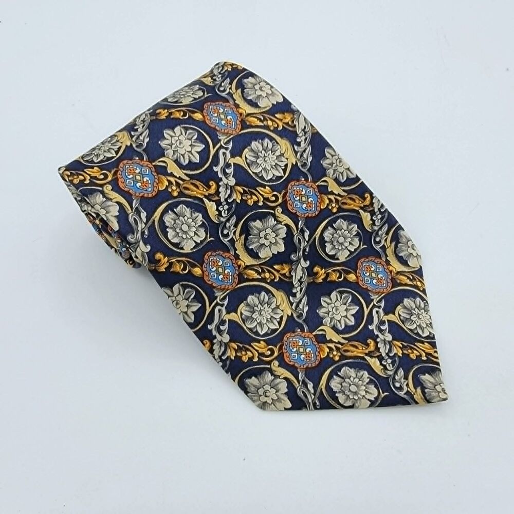 Mens Richel Navy Blue Silk Dress Necktie size 57x3.75 inches